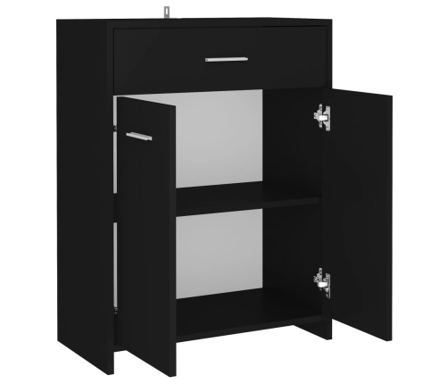 Armario de baño madera contrachapada negro 60x33x80 cm