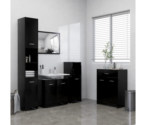 Armario de baño madera contrachapada negro 60x33x80 cm