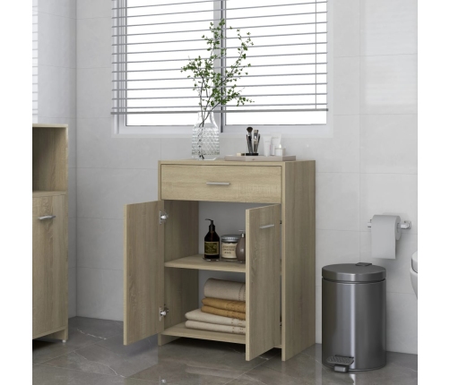 Armario de baño madera contrachapada roble Sonoma 60x33x80 cm