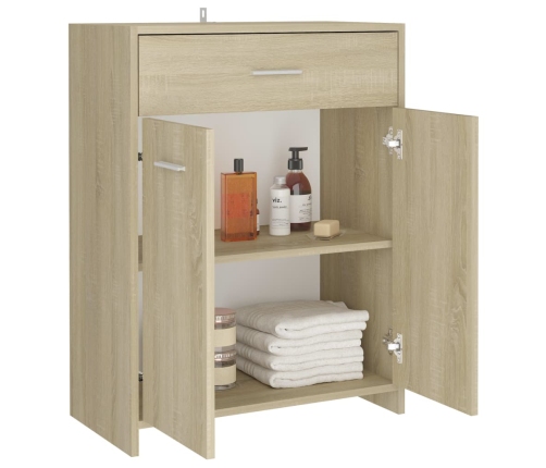 Armario de baño madera contrachapada roble Sonoma 60x33x80 cm