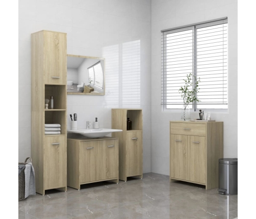 Armario de baño madera contrachapada roble Sonoma 60x33x80 cm