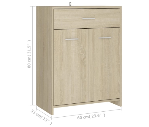 Armario de baño madera contrachapada roble Sonoma 60x33x80 cm