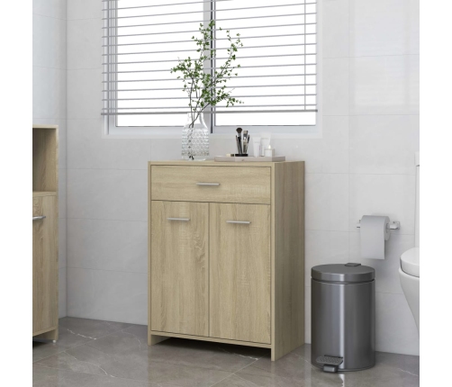 Armario de baño madera contrachapada roble Sonoma 60x33x80 cm