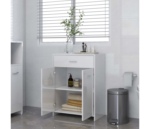 Armario de baño madera contrachapada blanco brillo 60x33x80 cm