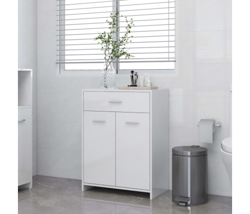 Armario de baño madera contrachapada blanco brillo 60x33x80 cm