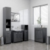 Armario de baño madera contrachapada gris brillo 60x33x80 cm