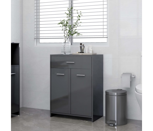 Armario de baño madera contrachapada gris brillo 60x33x80 cm