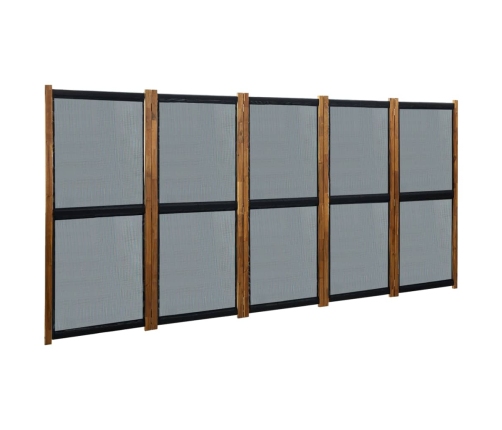 Biombo divisor de 5 paneles negro 350x170 cm