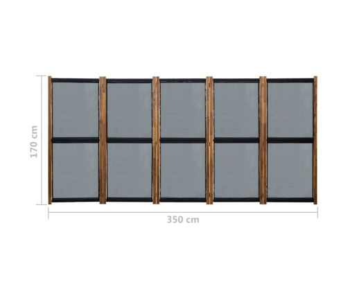 Biombo divisor de 5 paneles negro 350x170 cm