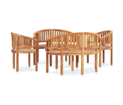 Juego de muebles de jardín 5 piezas madera maciza de teca