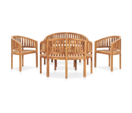 Juego de muebles de jardín 5 piezas madera maciza de teca
