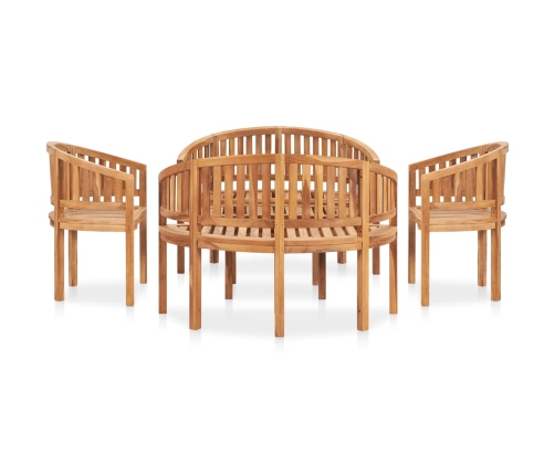 Juego de muebles de jardín 5 piezas madera maciza de teca