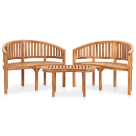 Juego de muebles de jardín 3 piezas madera maciza de teca