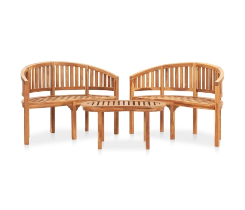 Juego de muebles de jardín 3 piezas madera maciza de teca