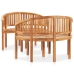 Juego de muebles de jardín 3 piezas madera maciza de teca