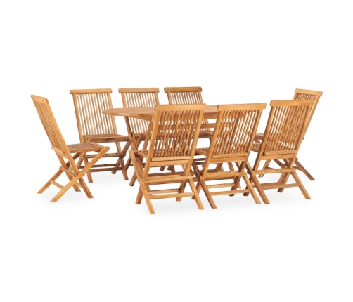 Set de comedor de jardín plegable 9 pzas madera maciza de teca