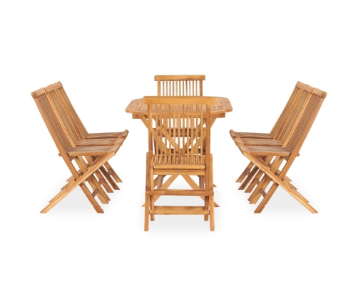 Set de comedor de jardín plegable 9 pzas madera maciza de teca