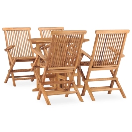 Set de comedor de jardín plegable 5 pzas madera maciza de teca