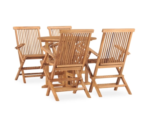 Set de comedor de jardín plegable 5 pzas madera maciza de teca