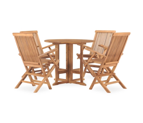 Set de comedor de jardín plegable 5 pzas madera maciza de teca