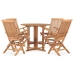 Set de comedor de jardín plegable 5 pzas madera maciza de teca