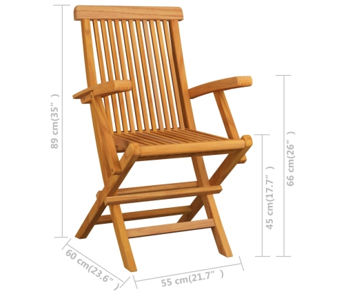 Set de comedor de jardín plegable 5 pzas madera maciza de teca