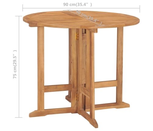 Set de comedor de jardín plegable 5 pzas madera maciza de teca