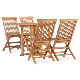 Set de comedor de jardín plegable 5 pzas madera maciza de teca