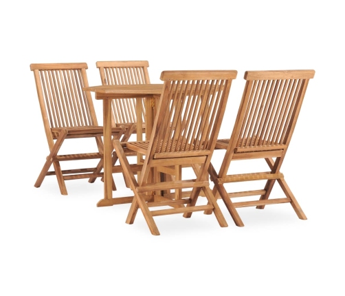 Set de comedor de jardín plegable 5 pzas madera maciza de teca