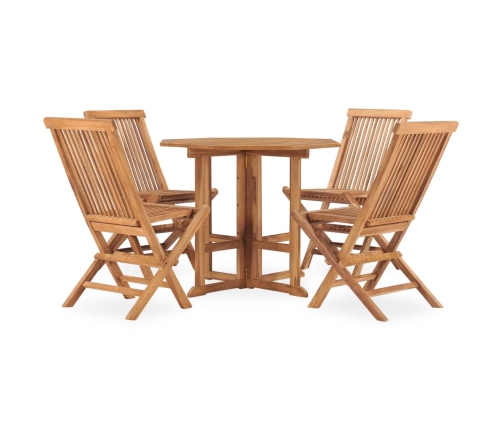 Set de comedor de jardín plegable 5 pzas madera maciza de teca