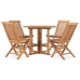 Set de comedor de jardín plegable 5 pzas madera maciza de teca