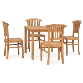 Conjunto de comedor para jardín 5 piezas madera maciza de teca