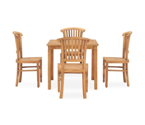 Conjunto de comedor para jardín 5 piezas madera maciza de teca
