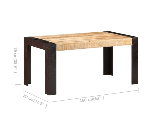 Mesa de comedor de madera maciza de mango 160x80x76 cm