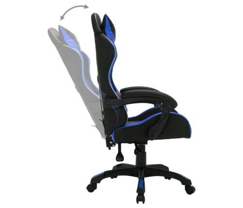 Silla gaming con luces LED RGB cuero sintético azul y negro