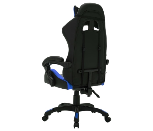 Silla gaming con luces LED RGB cuero sintético azul y negro