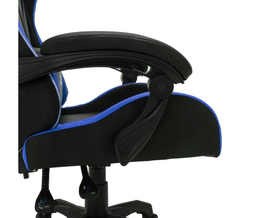 Silla gaming con luces LED RGB cuero sintético azul y negro