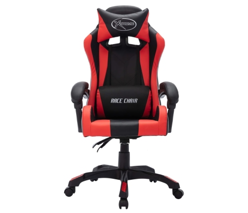 Silla gaming con luces LED RGB cuero sintético rojo y negro