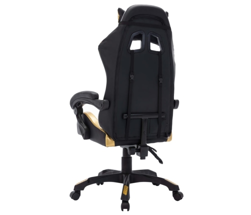 Silla gaming con luces LED RGB cuero sintético dorado y negro