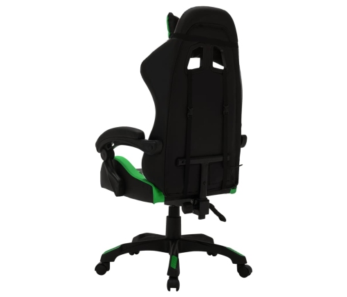 Silla gaming con luces LED RGB cuero sintético verde y negro