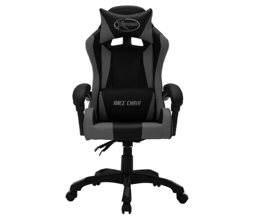 Silla gaming con luces LED RGB cuero sintético gris y negro