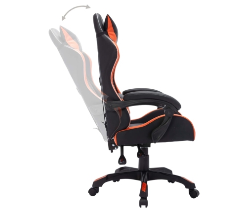 Silla gaming con luces LED RGB cuero sintético naranja y negro