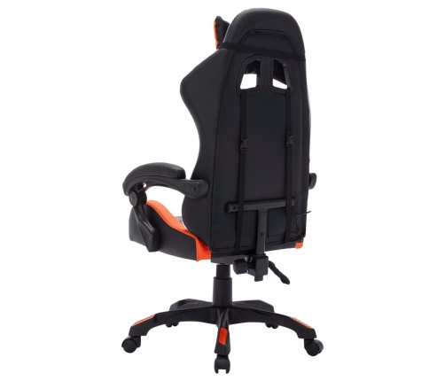 Silla gaming con luces LED RGB cuero sintético naranja y negro