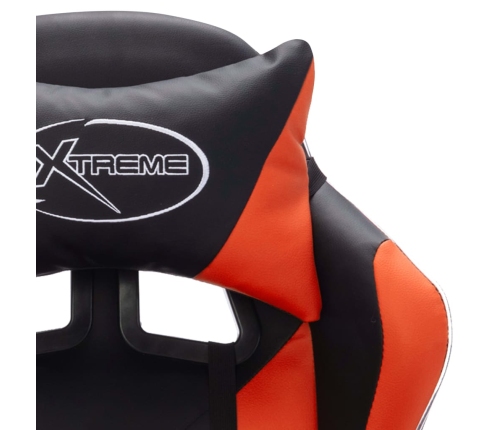 Silla gaming con luces LED RGB cuero sintético naranja y negro