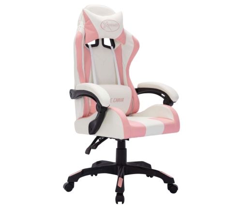 Silla gaming con luces LED RGB cuero sintético rosa y negro