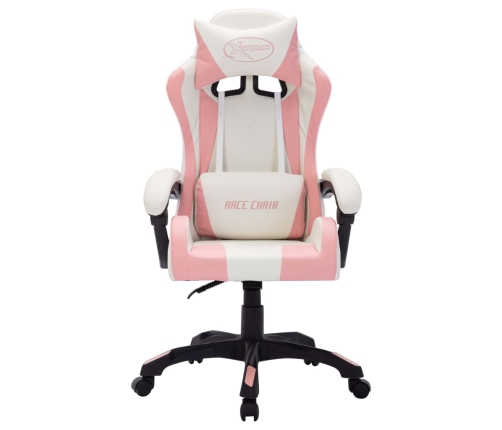 Silla gaming con luces LED RGB cuero sintético rosa y negro