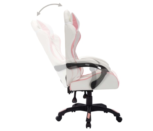 Silla gaming con luces LED RGB cuero sintético rosa y negro