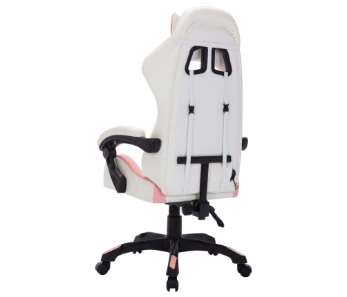 Silla gaming con luces LED RGB cuero sintético rosa y negro