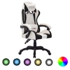 Silla gaming con luces LED RGB cuero sintético blanco y negro