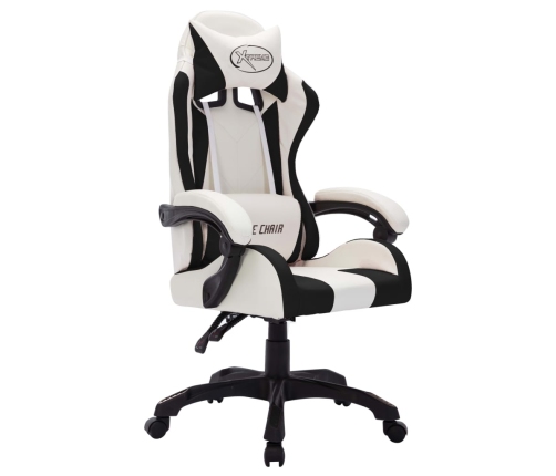 Silla gaming con luces LED RGB cuero sintético blanco y negro